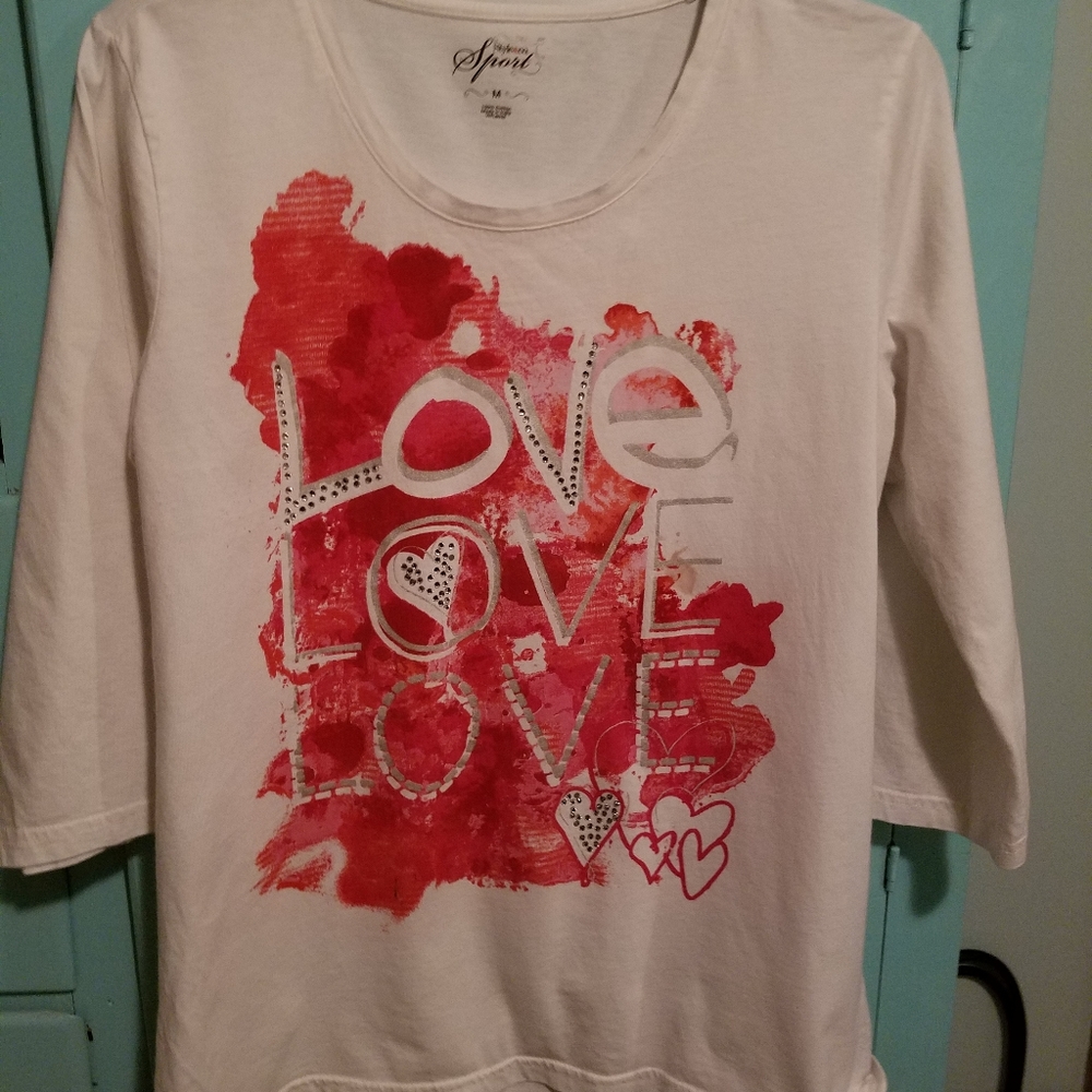 Scoop neck tee shirt 3/4 length sleeves